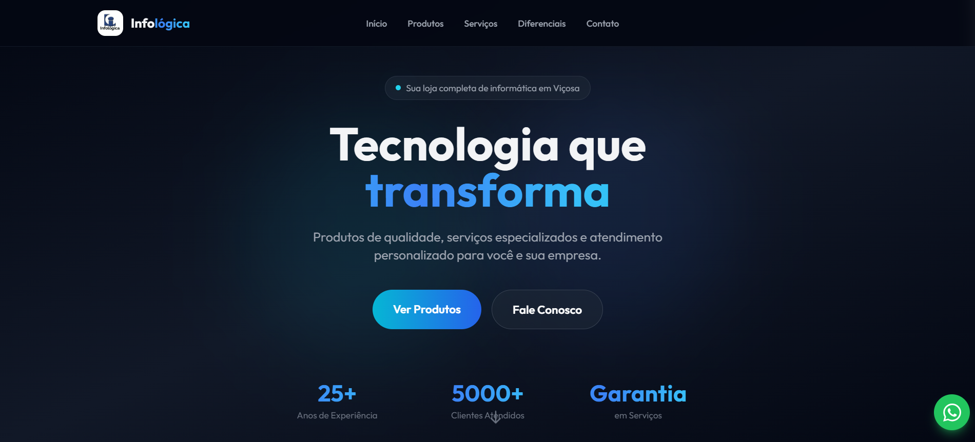 Preview da landing page de exemplo da Infologica